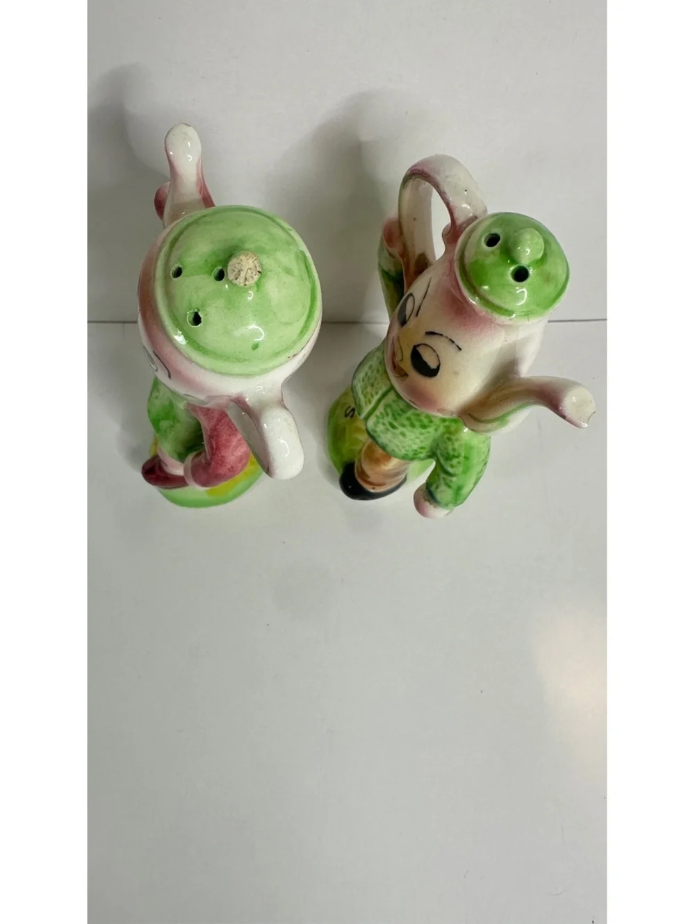 Vtg Mr. Coffee & Mrs. Teapot Salt & Pepper Shakers Anthropomorphic Whimsical MCM